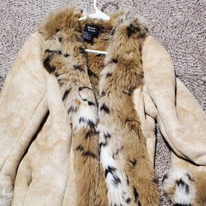 Dennis Basso Suede and faux fir coat